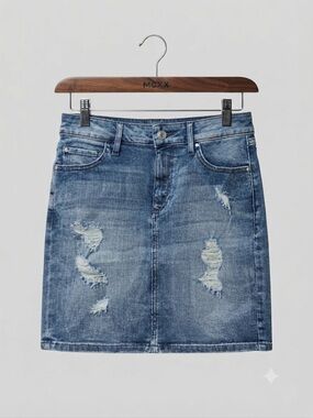 Guess Distressed Blue Denim Mini Skirt